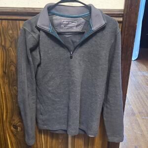 Eddie Bauer Gray 1/4 Zip Collared Pullover Sweatshirt Knit Size S